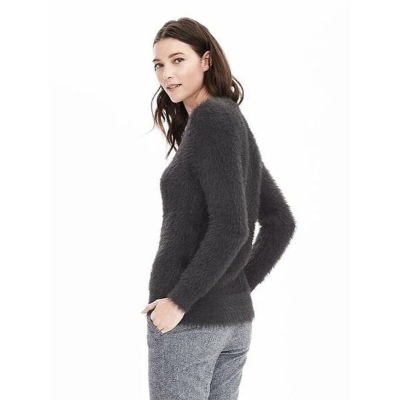 Banana Republic Gray Furry Fuzzy Pullover Sweater Women's S - Picture 4 of 8